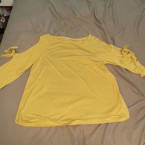 Yellow cold shoulder shirt